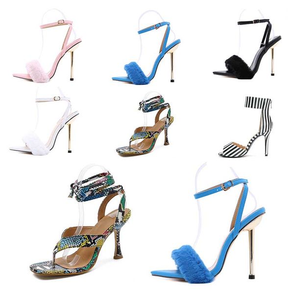 

one womens sandals pumps summer high heel stiletto leather open toes slip on good quality casual home size 36-41, Black