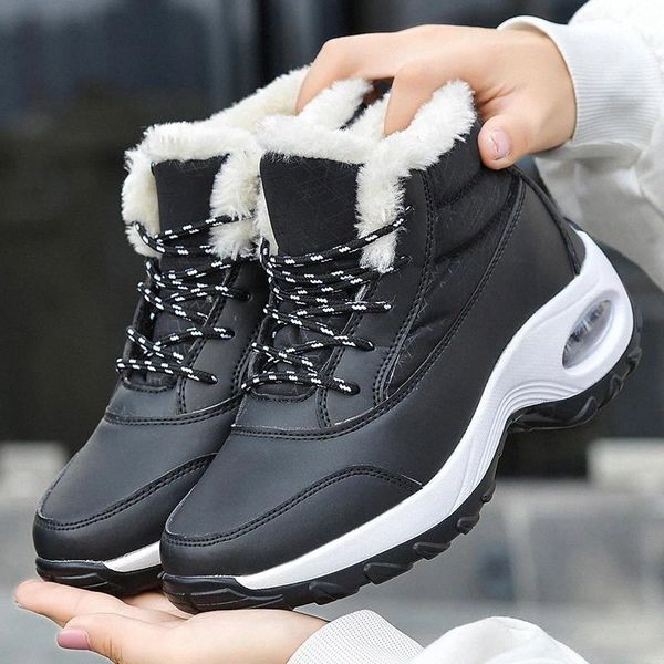 

2020 women snow boots waterproof parent-child winter ankle thick fur platform non-slip warm comfortable shoe thigh high boots #360j, Black
