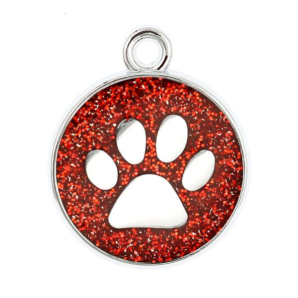 

enamel hang pendant 50pcs/lot footprint bling cat dog/bear paw prints fit rotating chain key rings bag jewelry, Bronze;silver