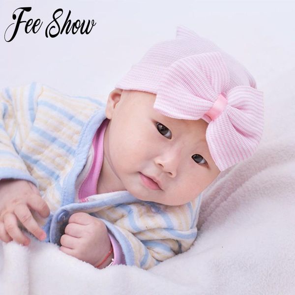 

caps & hats 2021 soft 100% cotton bow hat for born baby boys girls kids warm white beanie accessories, Yellow