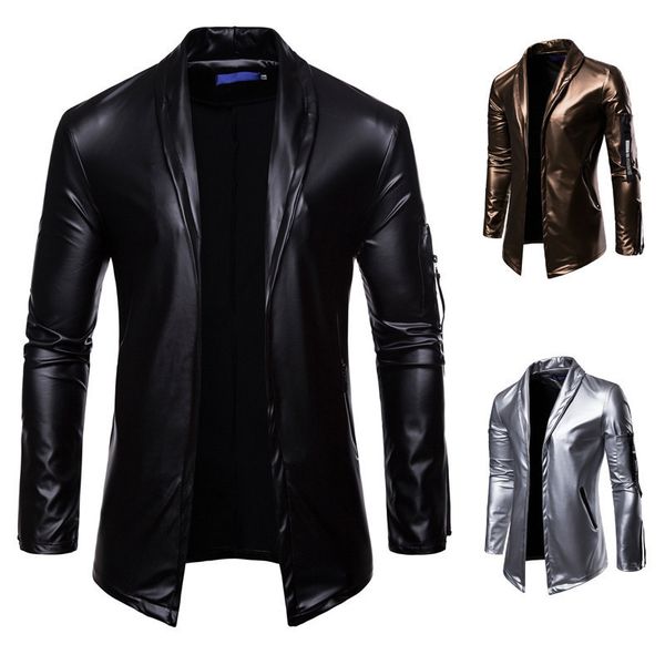 

men's elastic pu zipper motorcycle leather suit, White;black