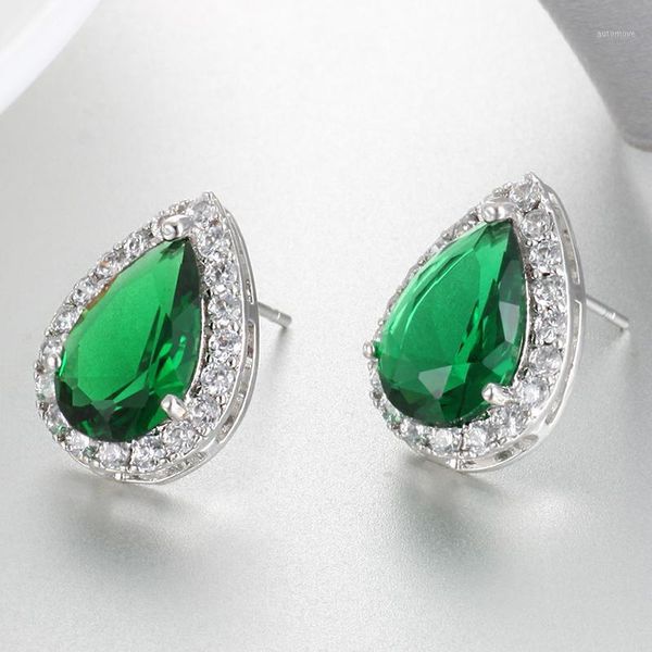 

2020 classic water drop + cubic zircon stud earring yellow gold color crystal earrings for girl gift pendientes mujer ae0061, Golden;silver
