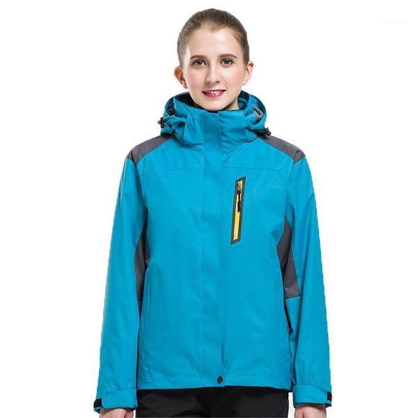 

outdoor jacket women 3 in 1 waterproof camping ski coat jacket fleeces waterproof thicken sports winter1, Blue;black