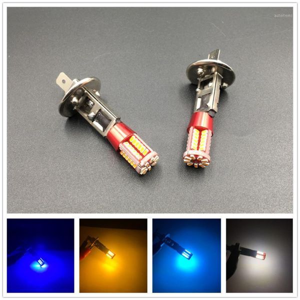 

2pcs dc12v h1 3014 57 smd car led side light bulbs car fog lamp canbus for both external and internal use white red blue1