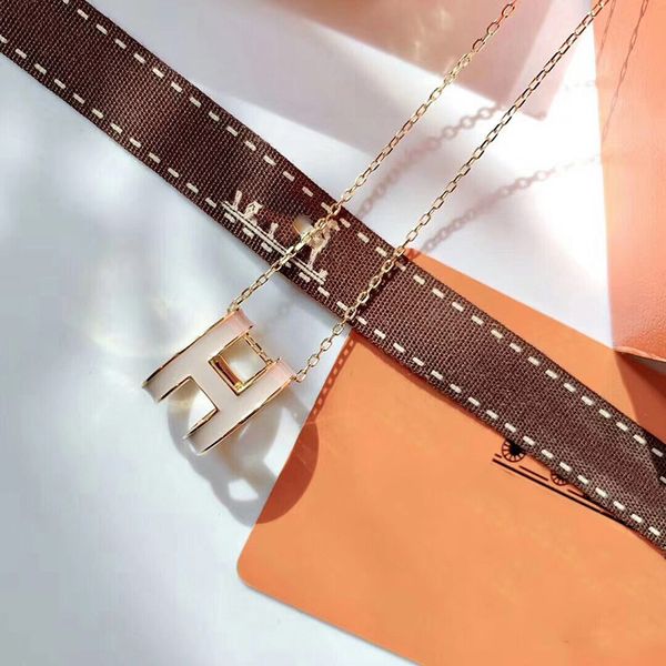 

famous brand h enamel ladies pendant necklace designer 925 sterling silver enamel necklace mini pop h pendant necklace and original box