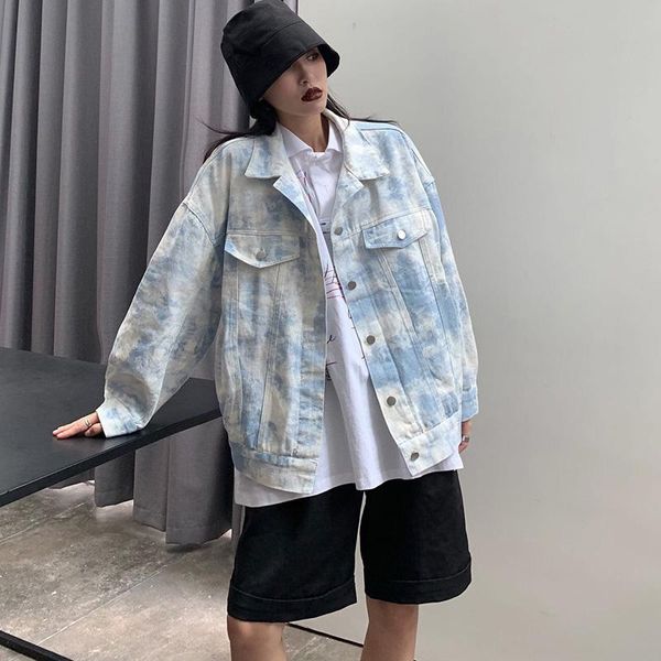 

autumn streetwear hip hop jeans jacket women handsome coat gradient loose bf denim jacket female, Black;brown