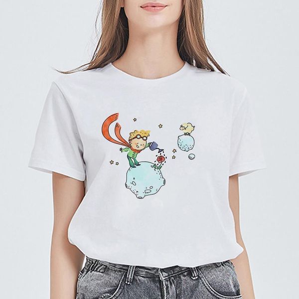 

summer fashion young prince printing t shirts women vogue oversize cute graphic harajuku aesthetic clothes, White