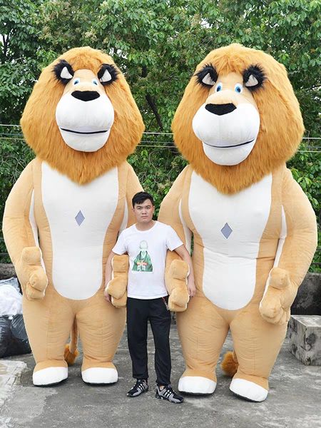 

2m high inflatable lion mascot costume for theme park opening ceremony carnival outfits for party custom mascots, Red;yellow