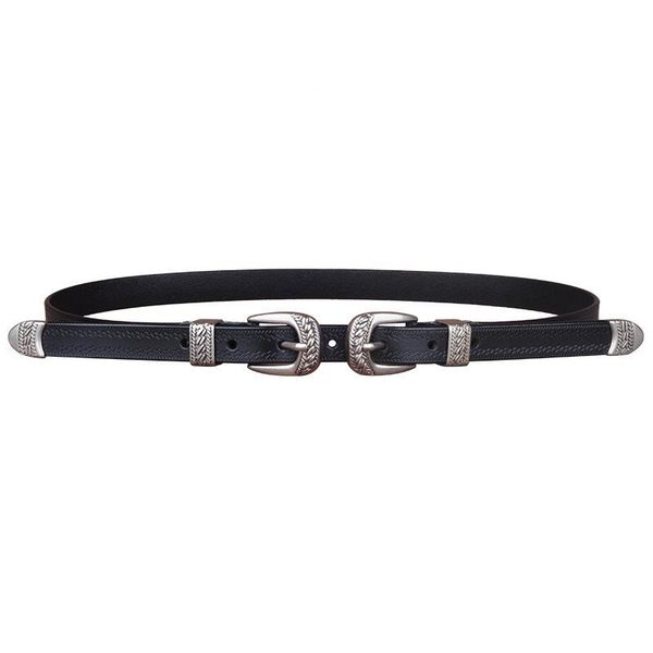 

new fashion double head ladies belt casual fashion simple wild retro street belt, Black;brown