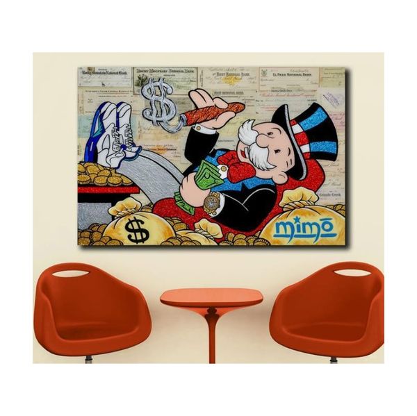 

wlong large size oil painting monopoly 2 graffiti wall art picture home decor living room modern canvas jllgxl eatout
