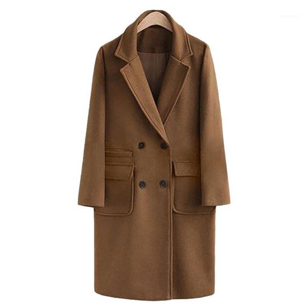 

womens outerwear winter coats jackets fashion lapel wool coat trench jacket big pocket overcoat outwear ladies coat m840#1, Black;brown