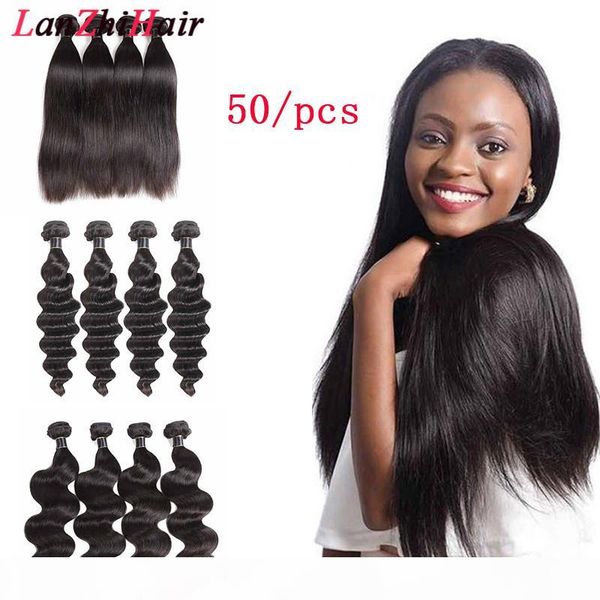 

brazilian virgin hair deep water wave straight 4 5 bundles 100% brazilian body wave human hair extensions brazilian straight hair 50g pcs, Black
