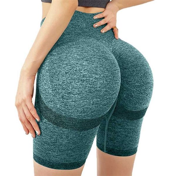 

seamless yoga shorts push up women sport shorts fitness leggings butt lifting short squat proof workout gym short tights woman 220114, Black