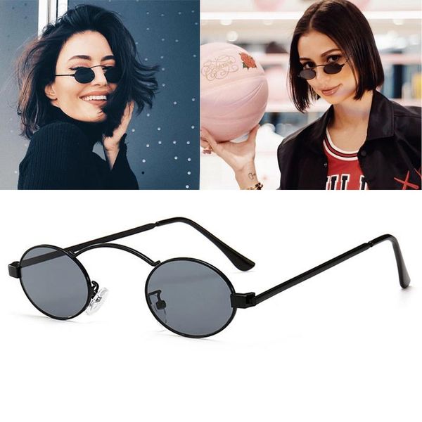 

2020 new brand design retro oval metal small frame men's sunglasses ladies personality transparent trend metal sunglasses oculos, White;black