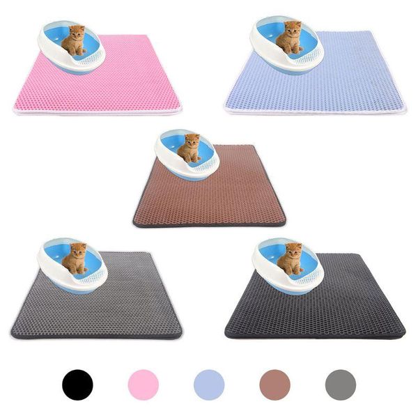 

4 sizes double layer waterproof cat litter mat nonslip protect floor honeycomb sifting pad feeding eva foam pet trapper carpet