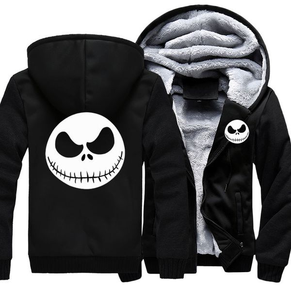 

2021 new us size hoodie for movie jack skellington men hoodies jacket nightmare before christmas thicken coat clothing casual i02w, Black