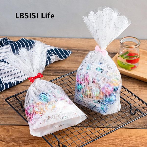 

lbsisi life 50pcs white lace flower candy cookie biscuit chocolate plastic pack gift bags for christmas wedding birthday party wmtnfh