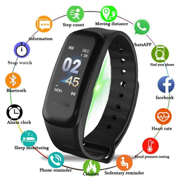 

bluetooth smart sports watch, men women, pedometer, heart rate and blood prsure control, 2019