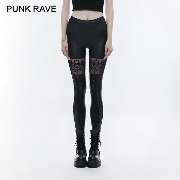 

women's leggings punkrave women's gothic skull embroidered elastic waist skinny black pants1