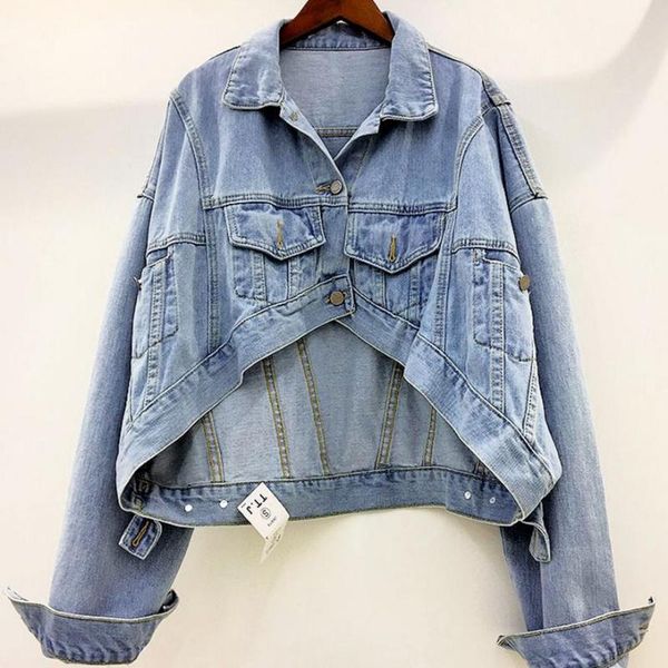 

women's jackets loose bat sleeve short denim jacket oversize female coat, Black;brown