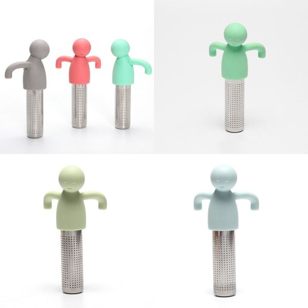 

humanoid stainless steel tea strainer pure color silicone family filter maker lovely practical gadgets 5 3hy j2