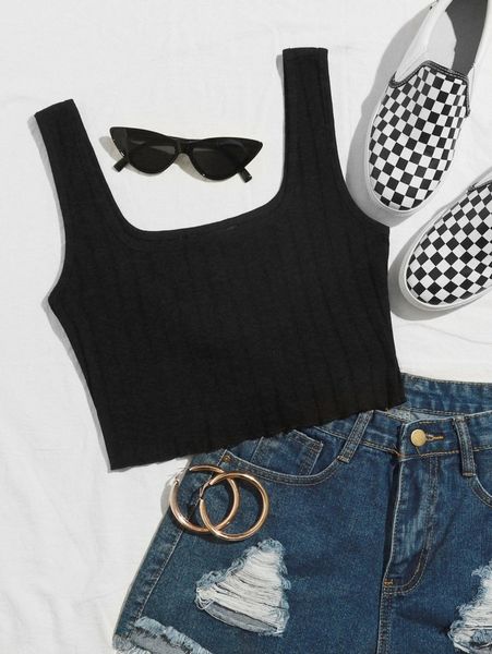 

rib-knit crop tank y4qs#, White