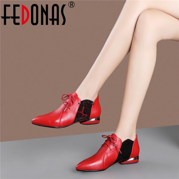

fedonas 2020 spring elegant pointed toe high heels microfiber leather lace up shallow women pumps party prom office shoes woman t200525, Black