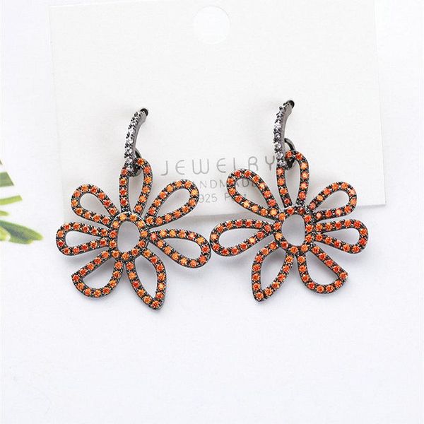 

bilincolor fashion hollow cz orange flower drop earring for women, Silver