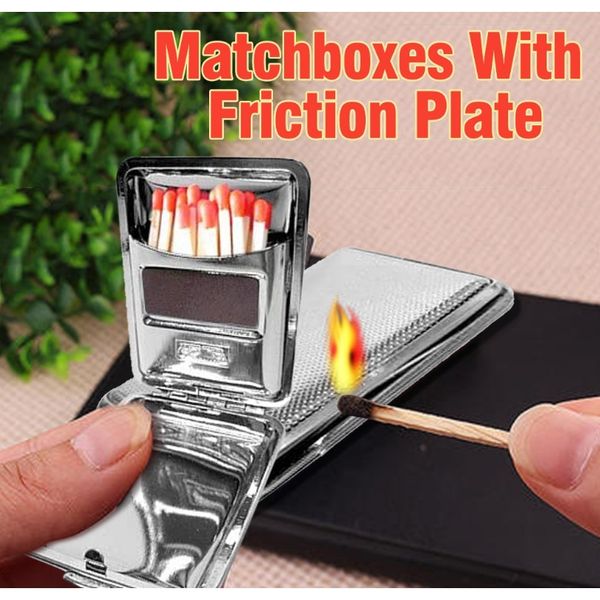 

stainless steel match box with friction plate to open and close with one button match packaging matches metal match box case d3 wmtuvh