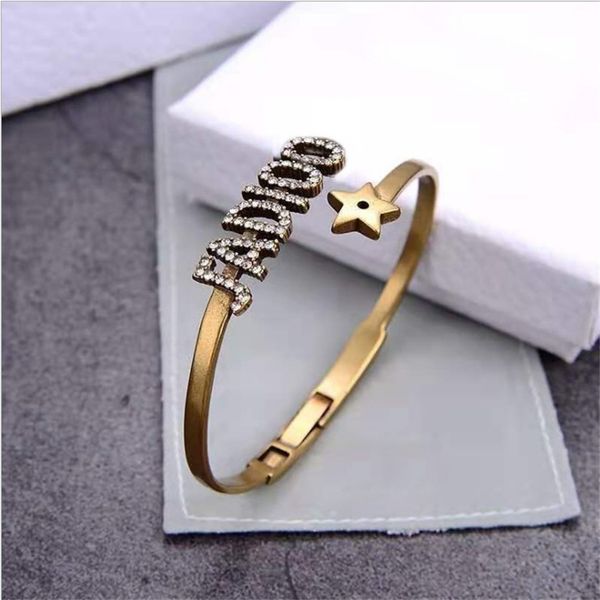 

bracelet punk red brass band brilliant diamonds star jewel, Black