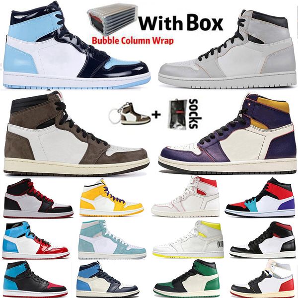 

2020 high og jumpman 1 1s mens basketball shoes obsidian unc fearless travis scotts turbo green chicago sports trainers sne