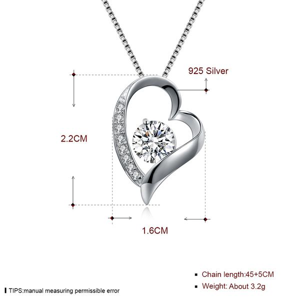 

love heart shaped s925 sterling silver necklace female valentine's day romantic heart shaped clavicle chain for girlfriend marriage