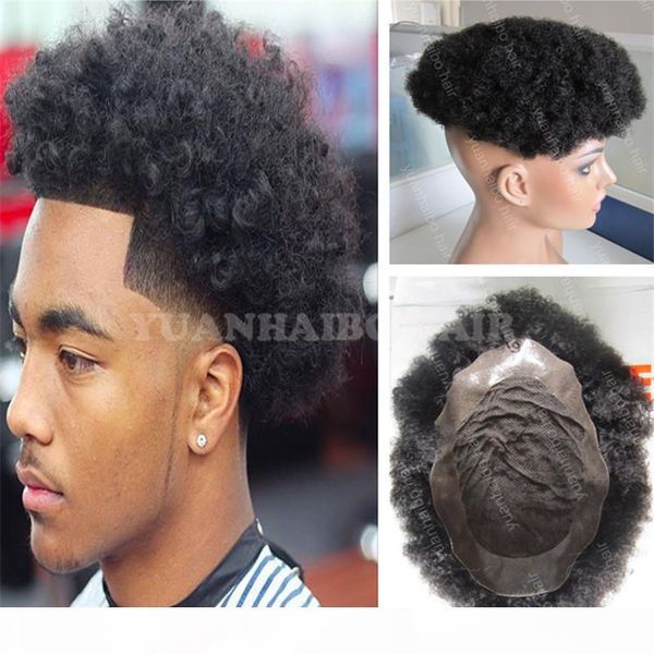 

8a grade 6inch 1b indian short hair lace pu base afro toupee for black men ing