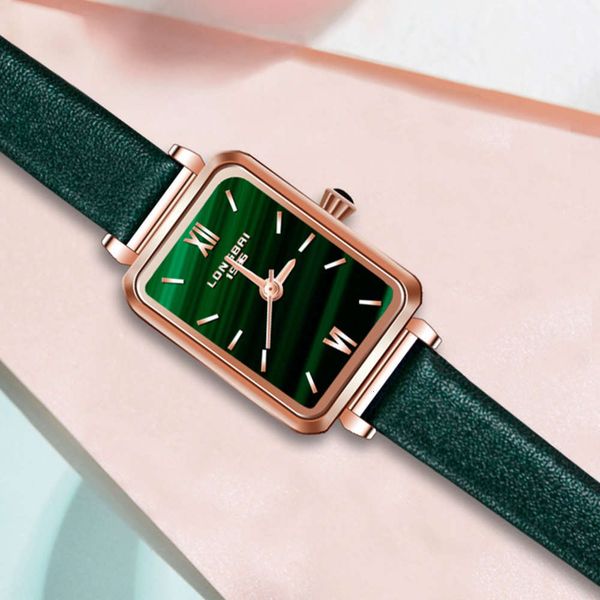 

shuang same women's watch net zheng red square plate watch waterproof quartz watch peacock green ins wind, Slivery;brown