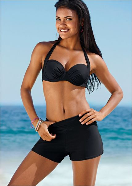 

2020 new bikini solid color women's swimsuit, White;black