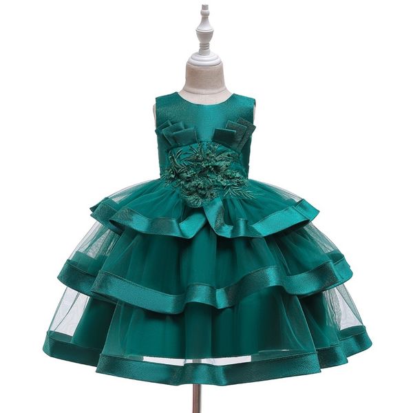 

hetiso princess flower girls wedding dresses children's lace pearl bow tutu dress baby birthday party sleeveless red green dress t20070, Red;yellow