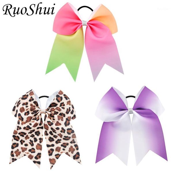 

hair accessories 3pcs/lot 7 inch large cheer bow leopard grain printed ribbon bows elastic band ponytail holder girls accessories1, Slivery;white