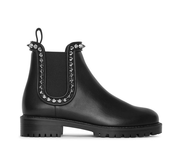 

2021 women designer capahutta ankle boots red bottom martin boots with spikes genuine leather fashion studs shoes 35-41 with box 269, Black