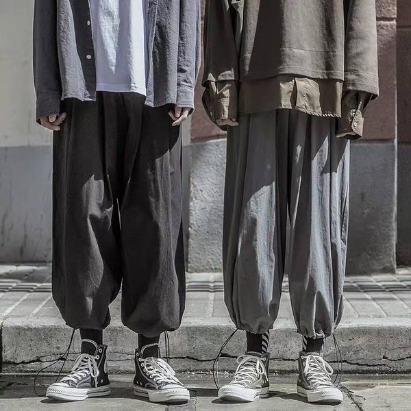

mens casual pants loose cargo pants male black cotton trousers harem hip hop casual men joggers solid harajuku males