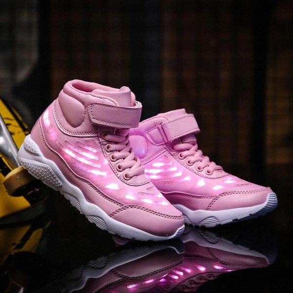 

warm like home pink new 25-36 usb charger glowing sneakers led children lighting shoes boys girls illuminated luminous sneaker #7z6h