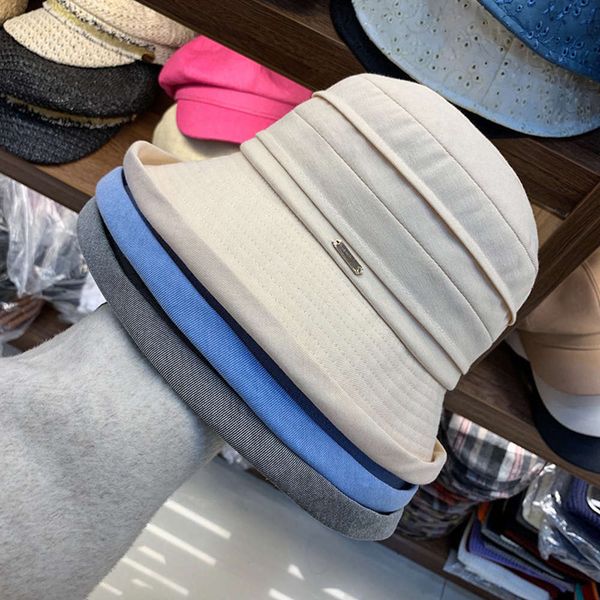 

new chi cotton and hemp flanging sunshade hat in spring 2020, Blue;gray