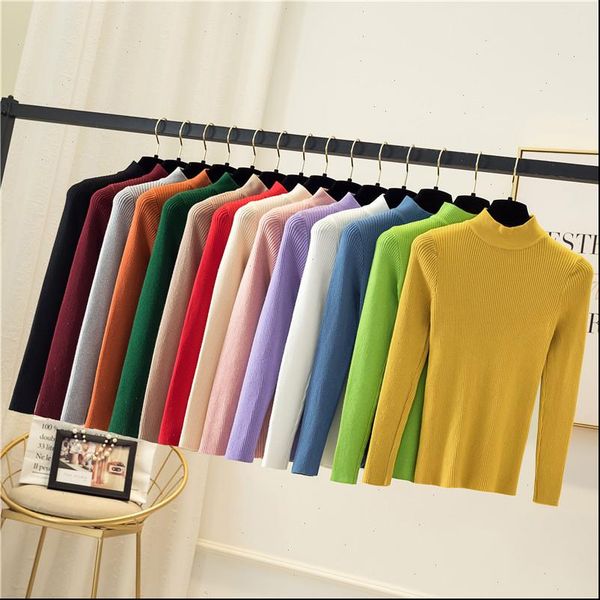 

autumn women turtleneck pullover sweater fashion winter slim korean knit jumper basic soft blouse sueter mujer 2021, White;black