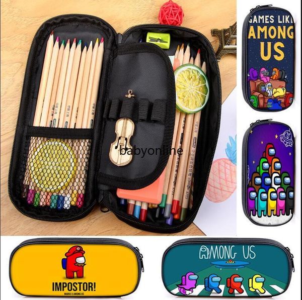 

among us creative cartoon pencil case for kids teenager boys girls student cute school birthday christmas gift stripe zipper pen case