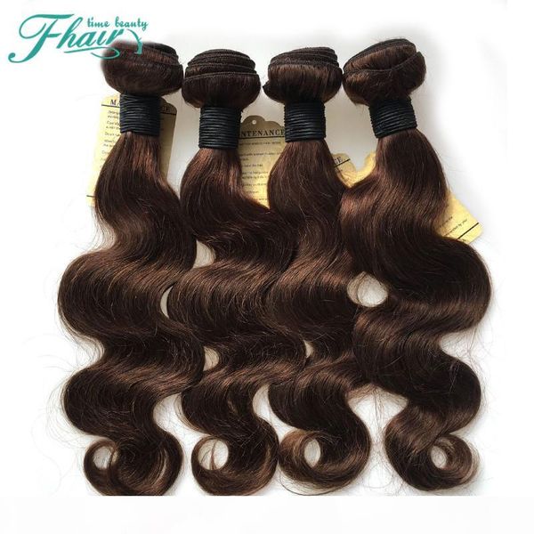 

charming color #4 brown brazilian hair body wave weave weaving 4pcs lot 400g brown brazilian body wave 8a human hair extensions, Black
