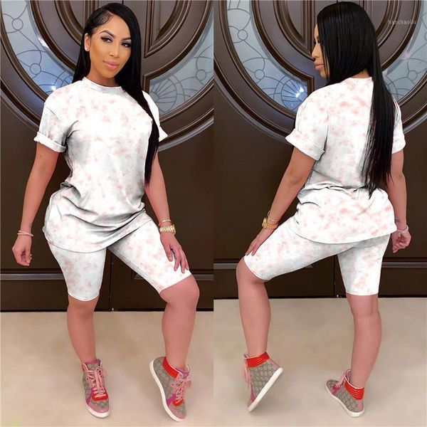 

yoga outfits women 2021 graffiti print short sleeve set indoor sport suit gym fitness crop shirt high waist sportswear1, White;red