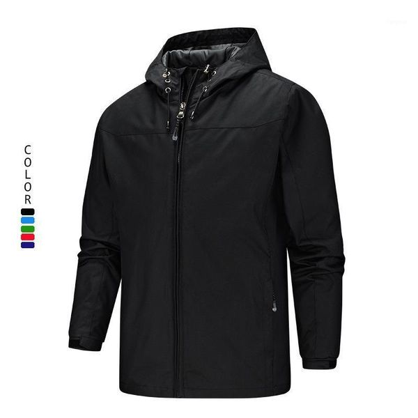 

2021 new spring outdoor men's jacket casual solid color hoodies simple sportswear jacket men loose drawstring for men1, Black;brown