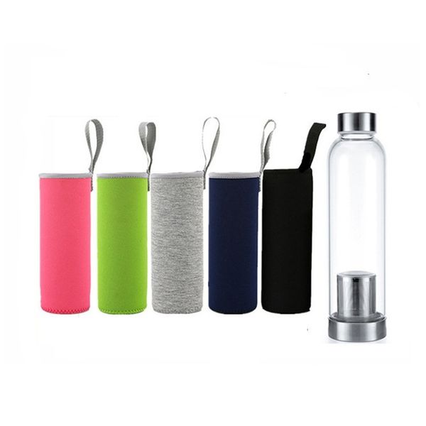 22-Unzen-Glaswasserflasche, BPA-frei, hochtemperaturbeständig, mit Tee-Ei, Flaschen-Nylonhülle WB3060