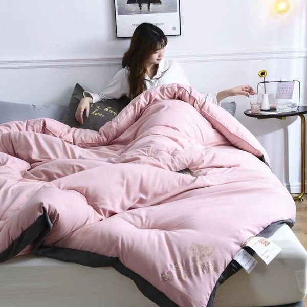 

comforters & sets white superfine soy fiber winter single double quilt printed bedding comforter blanket duvet filling cover twin queen king