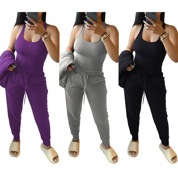 

solid color womens designer pants fashion sport style elastic waist womens stacked sweatpants casual females clothing, Black;white