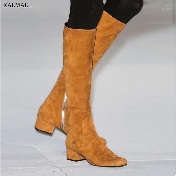 

kalmall botas mujer winter women knee-high boots casual style block heels thigh high boots silver orange women motorcycle1, Black